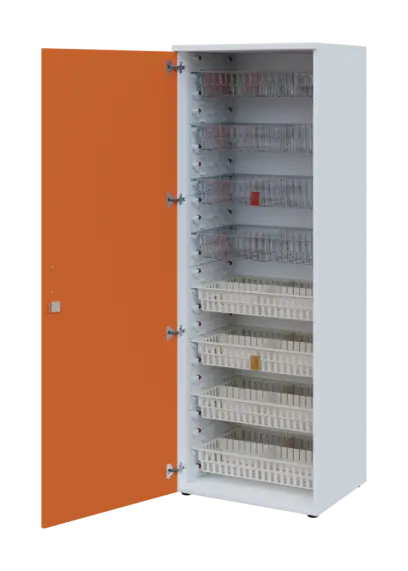 EUROMEDICA D - 66/M skříň léková boxová, 1-dveřová, levá, 1950x660x535, korpus bílý, dvířka mandarinka